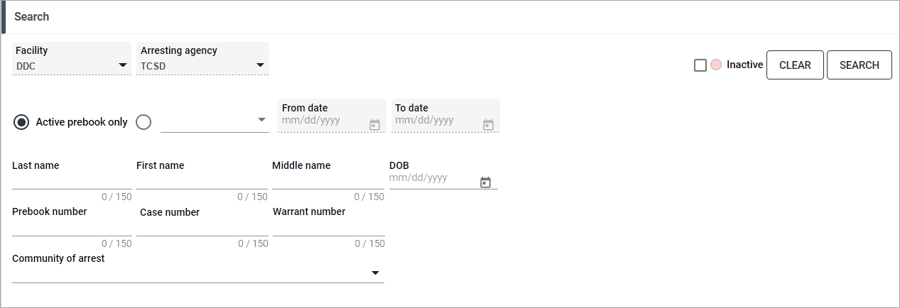 Prebook Record Search