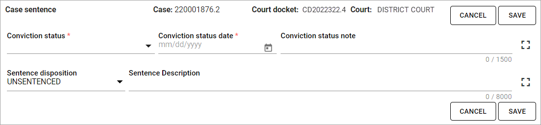 Case Sentence Initial Details