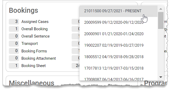 Booking Section - list