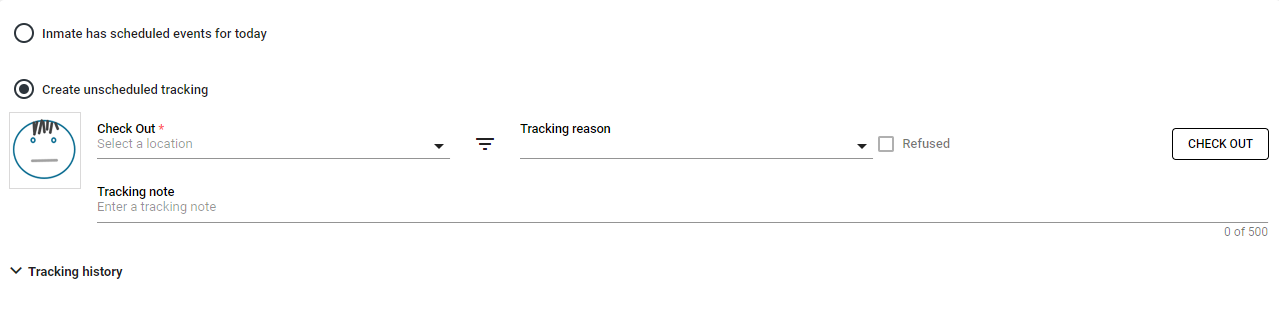 Inmate Tracking - Unscheduled