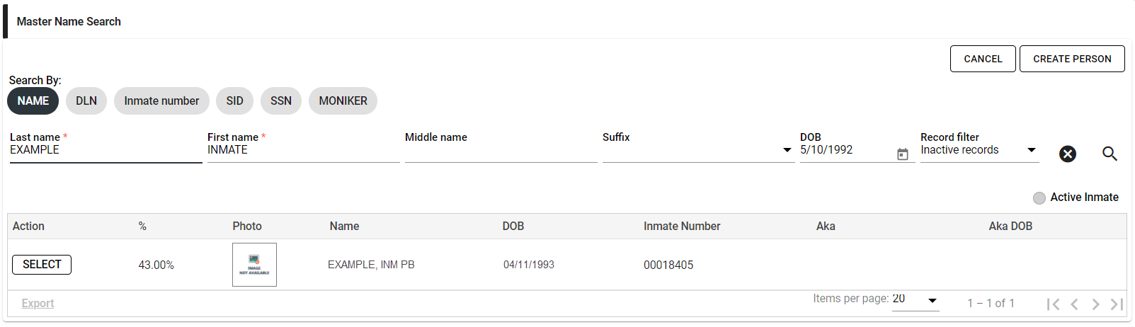 Master Name Search