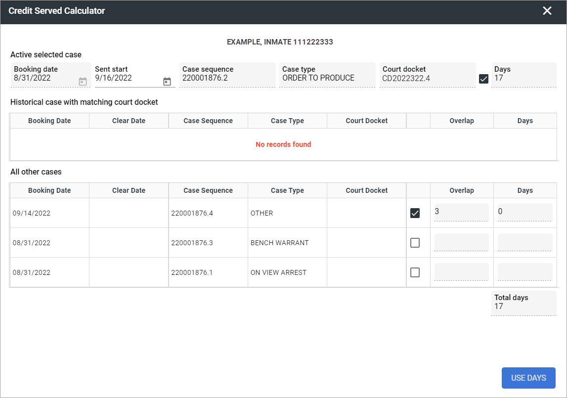 Credit Served Calculator window